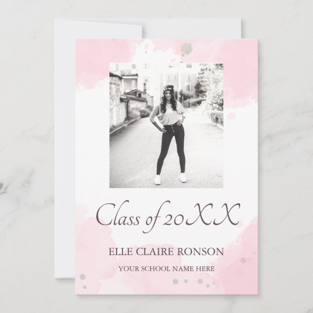 Inbjudan till Studentfest av rosa Elegance (Framsida)