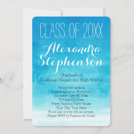 Inbjudan till Studentfest av turkos vattenfärg