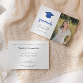 Inbjudan till studentfest Blue Guld Cap Tassel