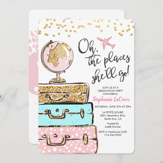 Inbjudan till Studentfest för reseteman (Fram/baksida)