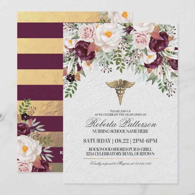 Inbjudan till Studentfest i sjuksköterskeskolor (Fram/baksida)