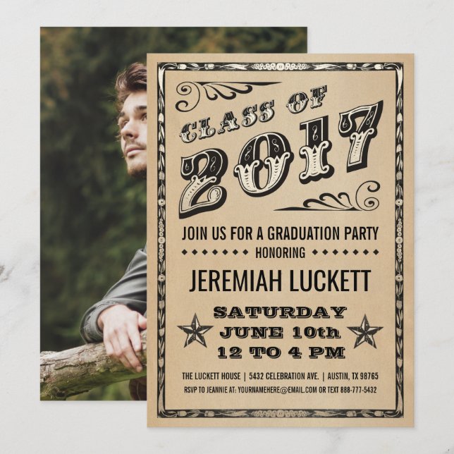 Inbjudan till studentfest | Kraft Photo (Fram/baksida)