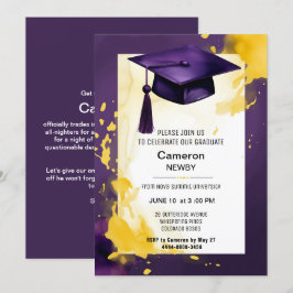 Inbjudan till Studentfest med 2 sidors vattenfärg