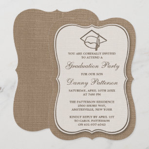 Inbjudan till Studentfest om Rustic Burlap
