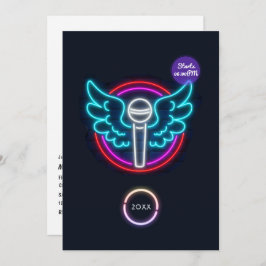 Inbjudan till Studentfest via neon-mikrofon