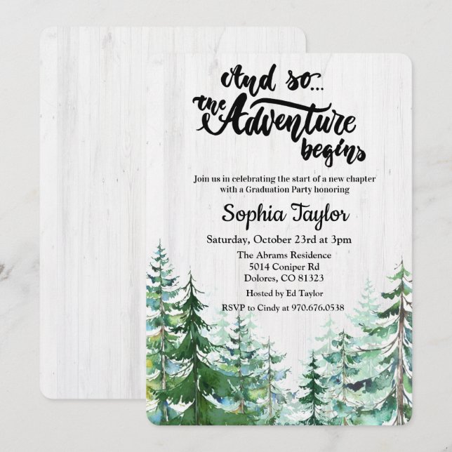 Inbjudan till Studentfesten Äventyr börjar (Fram/baksida)