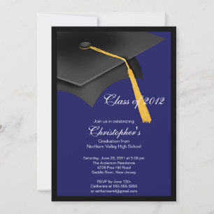 Inbjudan till Studentfesten Black Blue Grad Cap