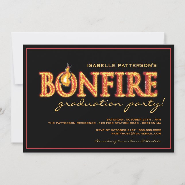 Inbjudan till Studentfesten Bonfire Flames (Framsida)