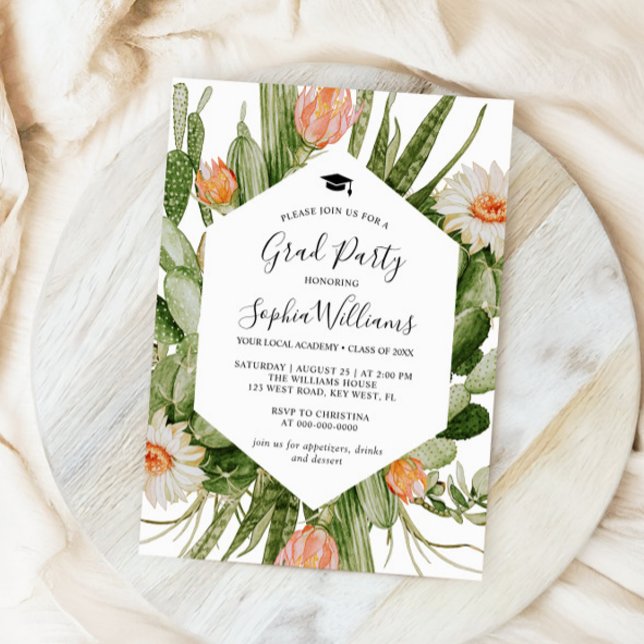 Inbjudan till Studentfesten Cactus Flowers Ram (Skapare uppladdad)