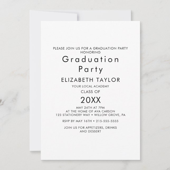 Inbjudan till Studentfesten chic Typografi (Framsida)