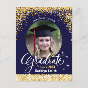 Inbjudan till Studentfesten elegant Guld Glitter