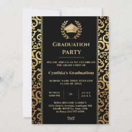 Inbjudan till Studentfesten elegant guld Ram