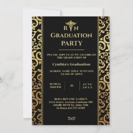 Inbjudan till Studentfesten elegant guld Ram