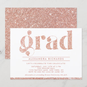 Inbjudan till Studentfesten Faux Ro Guld Glitter