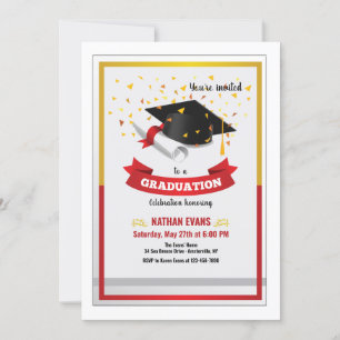 Inbjudan till Studentfesten Guld Confetti