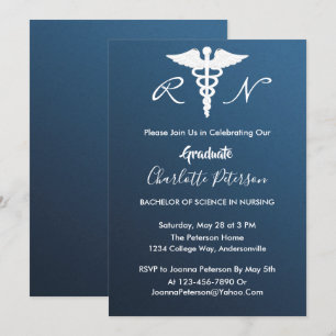 Inbjudan till Studentfesten Modern Navy Blue Nurse