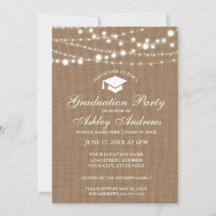 Inbjudan till Studentfesten Rustic Burlap Ljus W