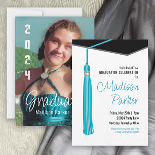 Inbjudan till Studentfesten Teal Blue Tassel