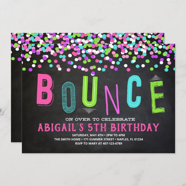 Inbjudan till studsande hus, fest i studsande hus (Fram/baksida)