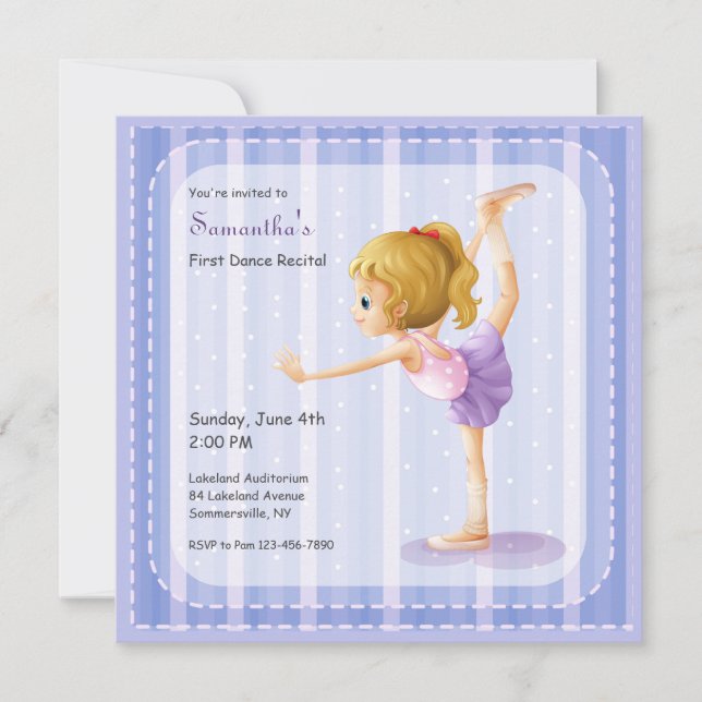 Inbjudan till stycke Little Ballerina Dance skäl (Framsida)