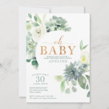 Inbjudan till Succuly och Grey Baby Shower