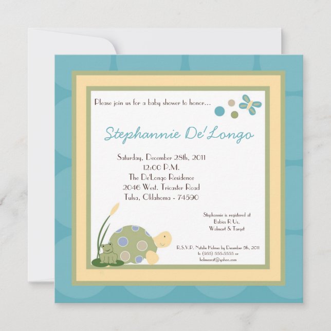 Inbjudan till Sunny Turtle Sea Life Snigel Baby Sh (Framsida)