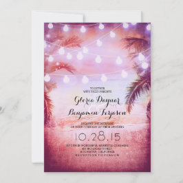 Inbjudan till Sunset Beach & String Ljus bröllop