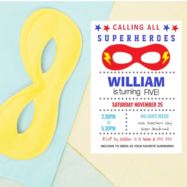 Inbjudan till Superheros Party Grattis på födelsed (Skapare uppladdad)