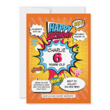 Inbjudan till superhjälte tema på födelsedagen