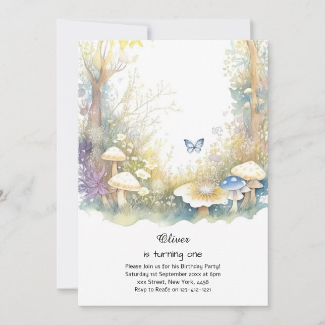 Inbjudan till svamp 1:a födelsedag (Framsida)