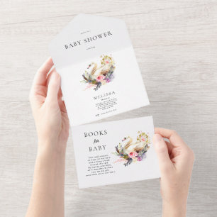 Inbjudan till Svan Baby Shower och Bokar till Baby