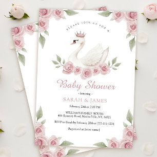 Inbjudan till svan Girl Baby Shower