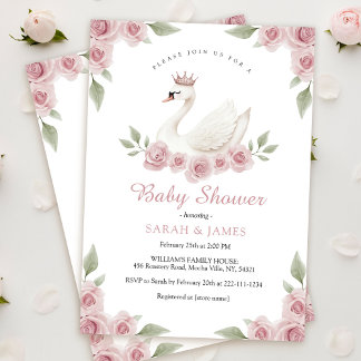 Inbjudan till svan Girl Baby Shower
