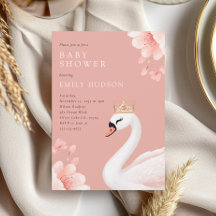 Inbjudan till svan Little Princess Baby Shower