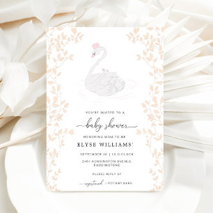 Inbjudan till svan Princess Girl Girl Baby Shower