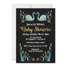Inbjudan till Svanar Baby Shower (gyllene vattenfä