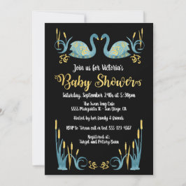 Inbjudan till Svanar Baby Shower (gyllene vattenfä