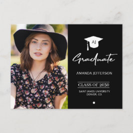 Inbjudan till svart foto studenten på elegant i st