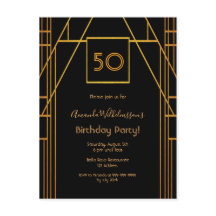 Inbjudan till svart guld deco på 20-årsdagen