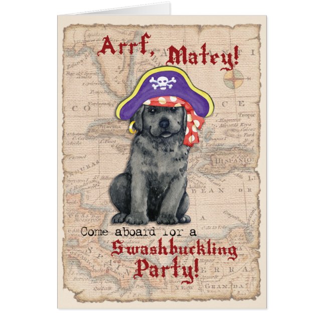 Inbjudan till svart lab Pirat OBS Kort (Framsidan)