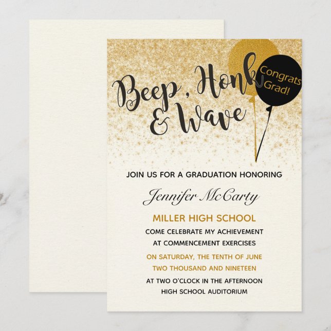 Inbjudan till Svart och Guld Studenten (Fram/baksida)