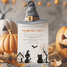 Inbjudan till svarta katter Halloween fest