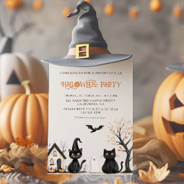 Inbjudan till svarta katter Halloween fest