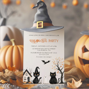 Inbjudan till svarta katter Halloween fest