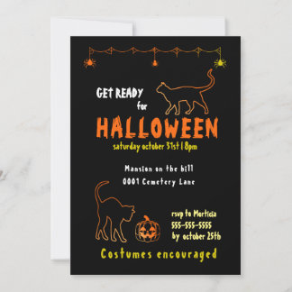 Inbjudan till svarta katter och Pumpkins Halloween