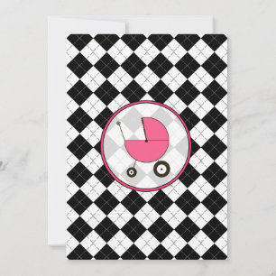 Inbjudan till svartvitt Argyle Baby Shower