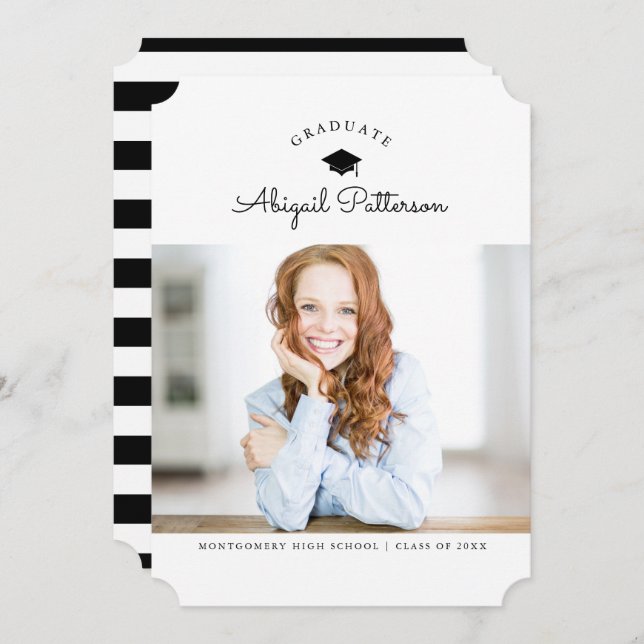 Inbjudan till svartvitt Grad-parti (Fram/baksida)