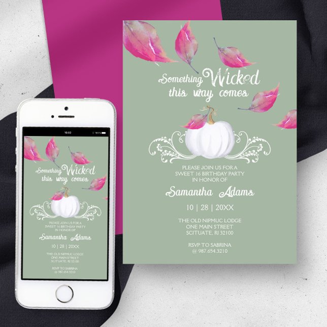 Inbjudan till svensk 16 oktober (halloween party sweet 16 invitation evite)