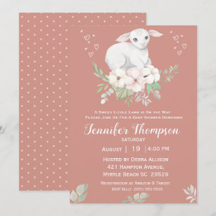 Inbjudan till Sweet Lamb Greenery Baby Shower