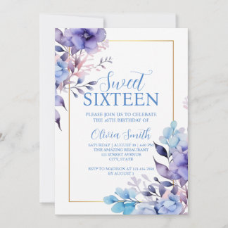 Inbjudan till Sweet sixteen av elegantens Blommigt
